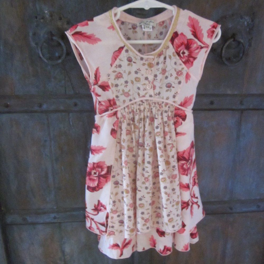 Eliane et Lena Italian Luxury Brand Girls Dress  Size 2T / 2A Pink Floral